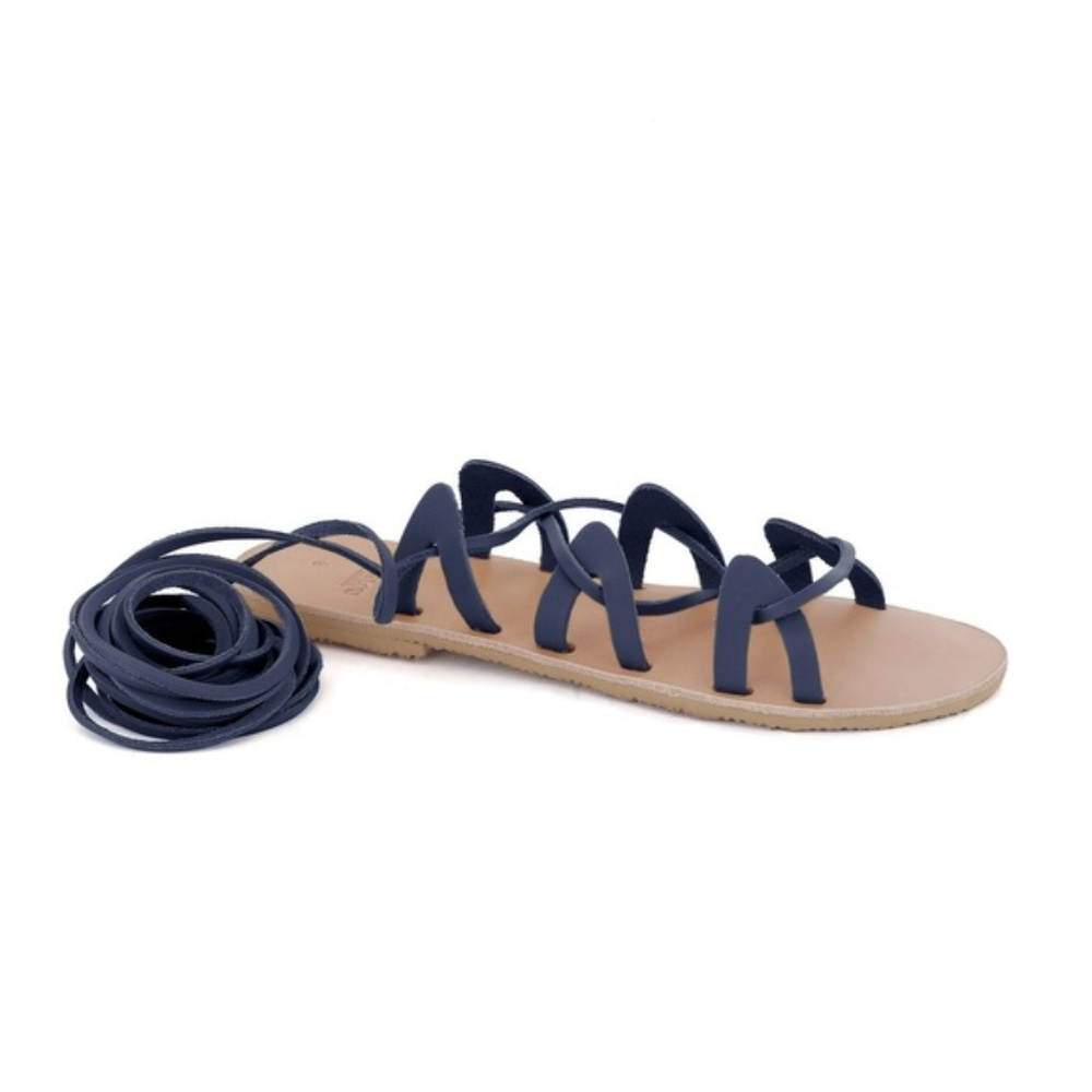 MAC&LOU GREEK LEATHER SANDALS 'ANDROMEDA' Blue